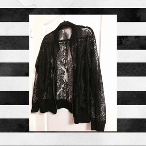 Black Lace Bomber Jacket